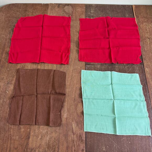 Set of 4 Vintage Cotton blend Men's hankies Handkerchiefs Red Brown Mint Green‎ - Picture 3 of 6